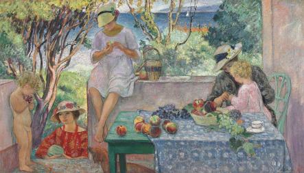 Henri Lebasque. Le goûter sur la terrasse à Sainte-Maxime (1914)