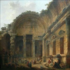 Hubert Robert. Intérieur du Temple de Diane à Nîmes (1786)