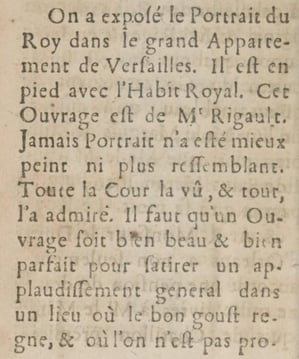 Hyacinthe Rigaud. Louis XIV (1701). Mercure Galant.