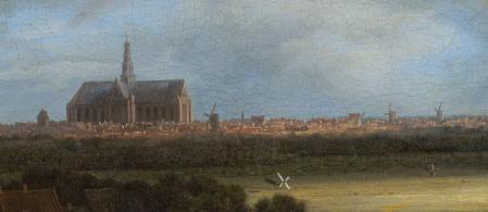 Jacob Van Ruisdael. Vue de Haarlem avec herberies, détail. Les moulins à vent.