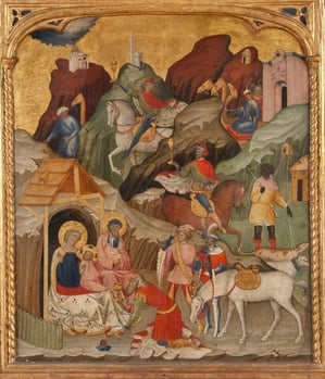 Jacobello del Fiore. Triptyque de l'Adoration des mages, panneau central (1408-12)