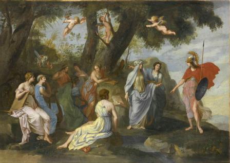 Jacques Stella. Minerve venant trouver les Muses sur le mont Hélicon (1635-40)