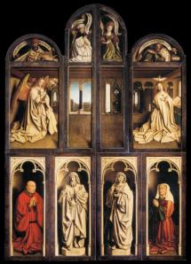 Jan Van Eyck. Le retable de L'Adoration de l'Agneau mystique, fermé (1432)