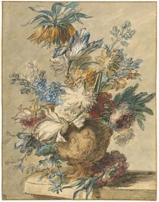 Jan van Huysum. Bouquet de fleurs de printemps dans un vase en terre cuite (1720-30)