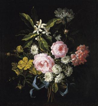 Jean-Baptiste Monnoyer. Bouquet de camomille, roses françaises et autres fleurs (1656-99)