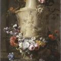 Jean-Baptiste Monnoyer. Vase de marbre avec guirlande de fleurs (1656-99)