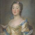 Jean-Baptiste Perronneau. Jeune femme en robe jaune avec rubans bleus (v. 1767)