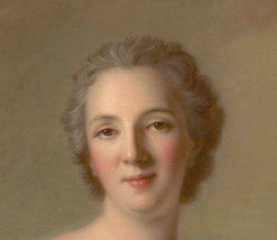 Jean-Marc Nattier. Portrait de Madame Geoffrin (1738), détail