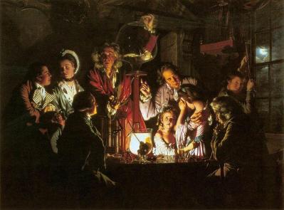 Joseph Wright of Derby. Expérience sur un oiseau (1768)