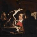 Joseph Wright of Derby. Trois personnes regardant le gladiateur à la lueur des bougies (1765)