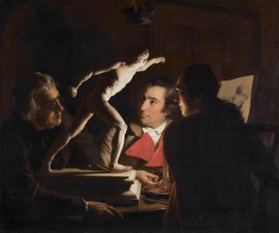 Joseph Wright of Derby. Trois personnes regardant le gladiateur à la lueur des bougies (1765)