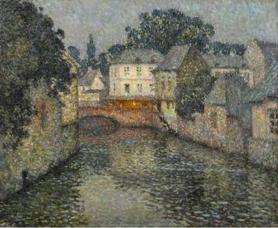 Henri Le Sidaner. Canal avec maison blanche, Harfleur (1915)