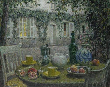 Henri Le Sidaner. La table de pierre au crépuscule (1917)