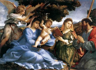 Lorenzo Lotto. Vierge à l’enfant avec sainte Catherine et saint Thomas (1527-28)