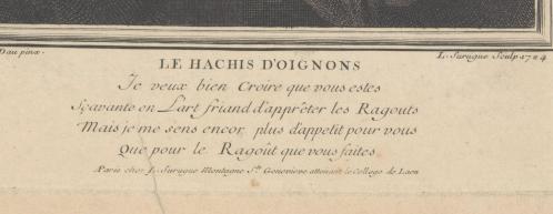 Louis Surugue. Jeune fille hachant des oignons, détail (1724)