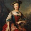 Marianne Loir. Portrait d’une dame tenant un panier de fleurs (1745-69)