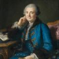 Marianne Loir. Portrait de gentilhomme accoudé à son bureau et tenant un livre (1745-69)