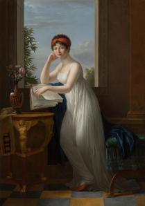 Marie-Victoire Lemoine. Jeune femme appuyée sur le bord d’une croisée (1798-99)