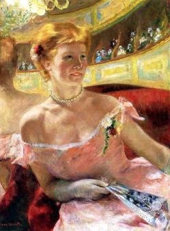 Mary Cassatt. Femme au collier de perles dans une loge (1879)