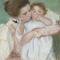 Mary Cassatt. Mère et enfant sur fond vert ou Maternité (1887)