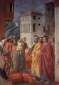 Masaccio. Chapelle Brancacci, Saint Pierre distribuant l'aumône et la Mort d'Ananie (1426-27)