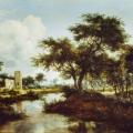 Meindert Hobbema. Ruine sur la rive d'une rivière (1667)