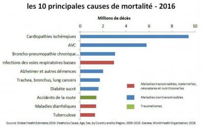 Causes de mortalité mondiale en 2016