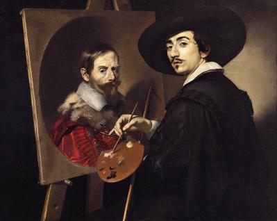 Nicolas Régnier. Autoportrait au chevalet (1620-25)