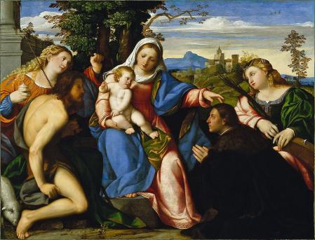 Palma Vecchio. Vierge à l’enfant avec saints et donateur (1518-20)