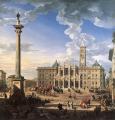 Pannini. La Place et l'Eglise de Santa-Maria Maggiore, 1744