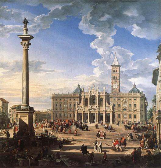 Pannini. La Place et l'Eglise de Santa-Maria Maggiore, 1744