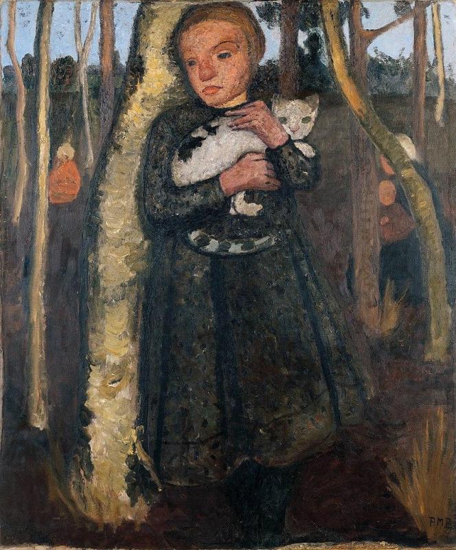 Ca s'est passé en novembre ! Paula-modersohn-becker-enfant-dans-une-foret-de-bouleaux-avec-un-chat-1904