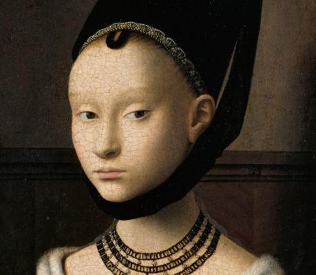 Petrus Christus. Portrait d’une jeune fille, détail (v. 1470)