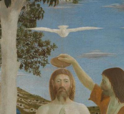 Piero della Francesca. Le baptême du Christ, détail
