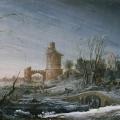 Pierre-Antoine Patel. Paysage d'hiver avec pont et château (1693)