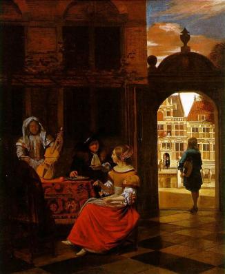 Pieter de Hooch. Réception musicale dans une cour (1777)