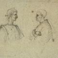 Pisanello. Jules César en buste, de profil vers la droite, face à un autre homme