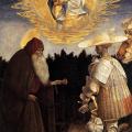 Pisanello. La Vierge à l’Enfant avec les saints Antoine Abbé et Georges (v. 1435-41)