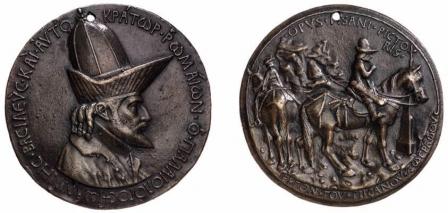 Pisanello. Médaille de l’empereur Jean VIII Paléologue, avers et revers (v. 1438)