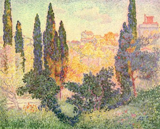 Henri-Edmond Cross. Cyprès à Cagnes (1910)