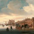 Salomon van Ruysdael. Paysage d’hiver avec patineurs et traîneaux (1660-70)
