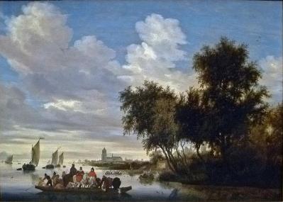 Salomon van Ruysdael. Paysage de rivière avec bac (1649)