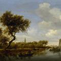 Salomon van Ruysdael. Paysage fluvial avec église (1655-60)
