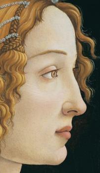 Sandro Botticelli. Portrait de jeune femme, détail