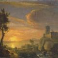 Simon Mathurin Lantara. Paysage au soleil couchant (1750-78)