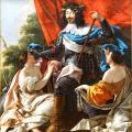 Simon Vouet. Louis XIII entre deux figures de femmes symbolisant la France et la Navarre (1630-43)