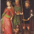 Stefan Lochner. Sainte Catherine, saint Hubert et saint Quirin de Neuss avec donateur (v. 1445)