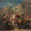Théodore Chassériau. Bataille de cavaliers arabes autour d’un étendard (1854)