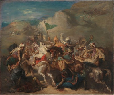Théodore Chassériau. Bataille de cavaliers arabes autour d’un étendard (1854)