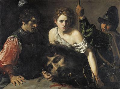 Valentin de Boulogne. David avec la tête de Goliath et deux soldats (1620-22)